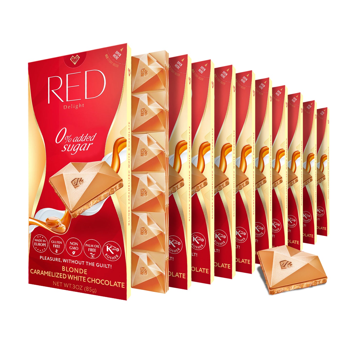 Barras de chocolate blanco caramelizado rubio RED Delight®™