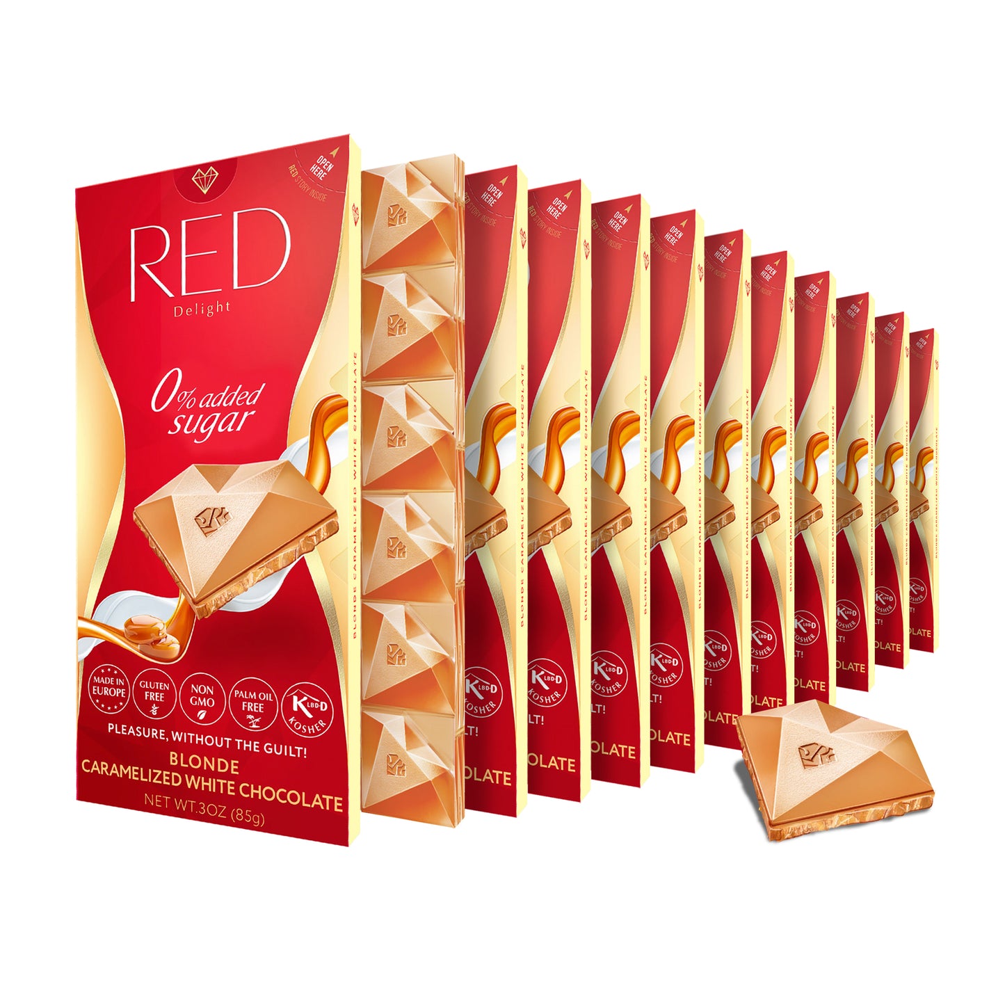 Barras de chocolate blanco caramelizado rubio RED Delight®™