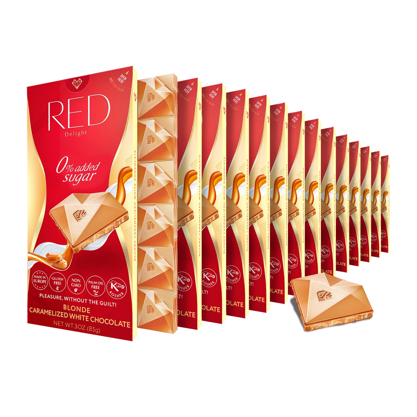 Barras de chocolate blanco caramelizado rubio RED Delight®™