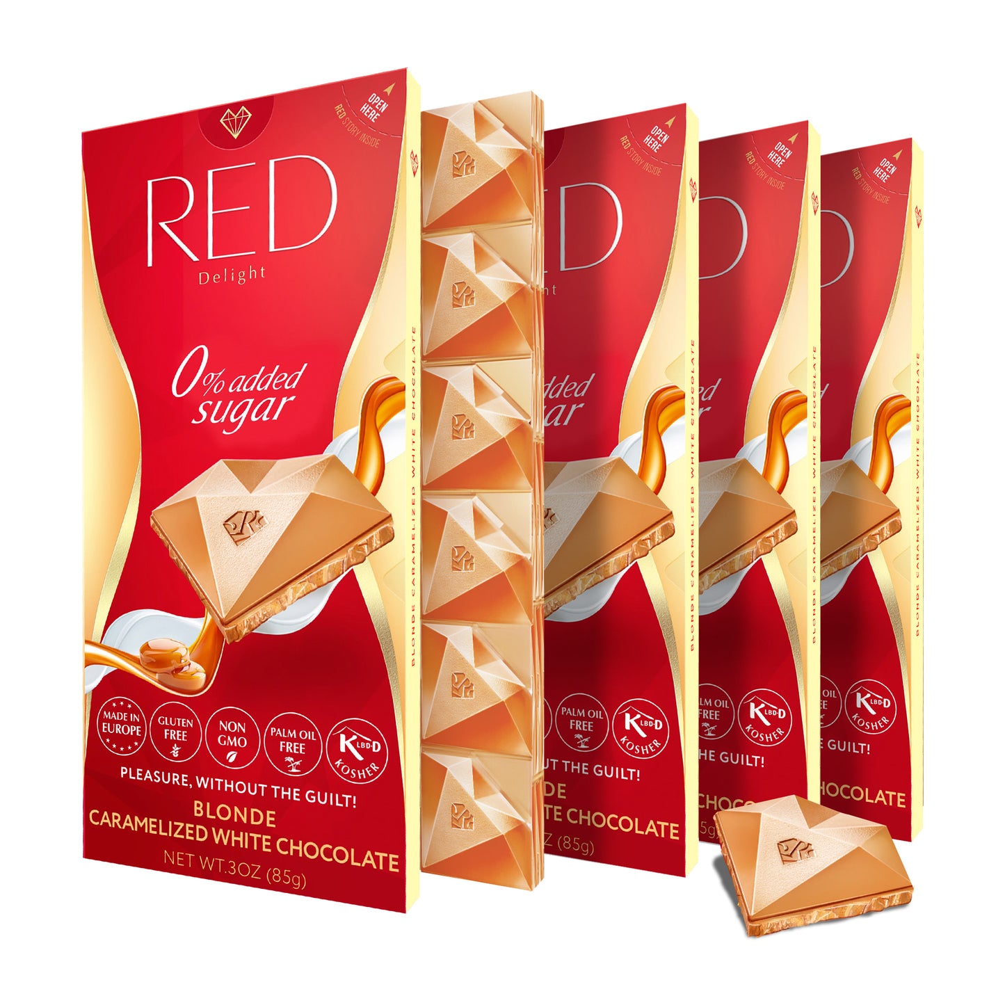 Barras de chocolate blanco caramelizado rubio RED Delight®™