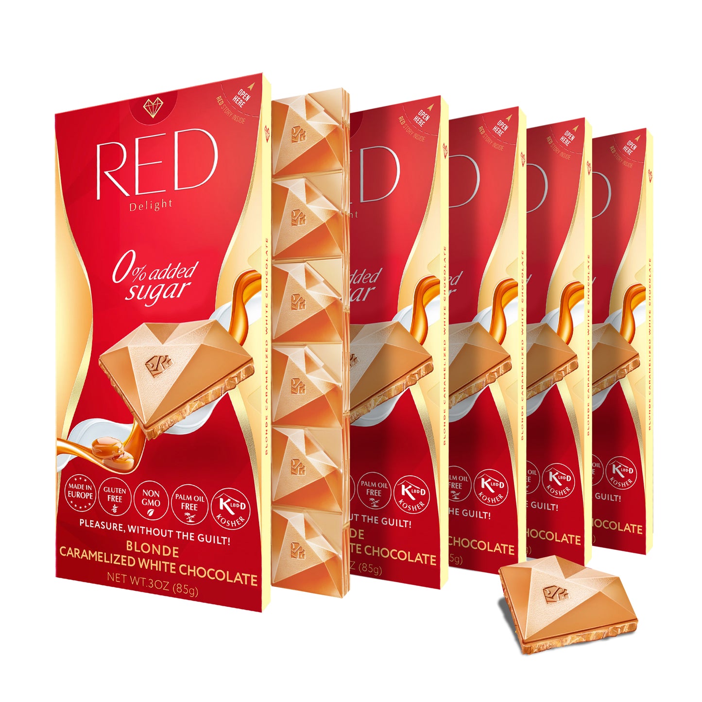 Barras de chocolate blanco caramelizado rubio RED Delight®™