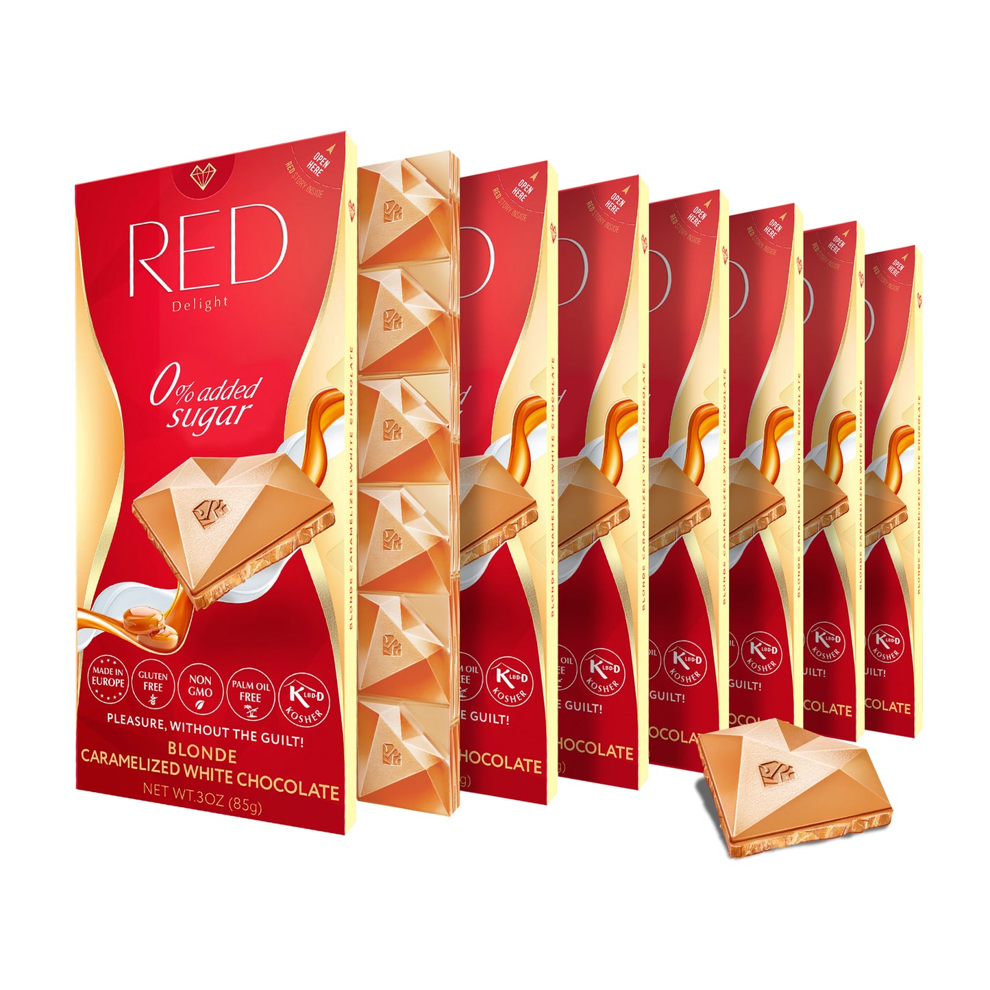 Barras de chocolate blanco caramelizado rubio RED Delight®™