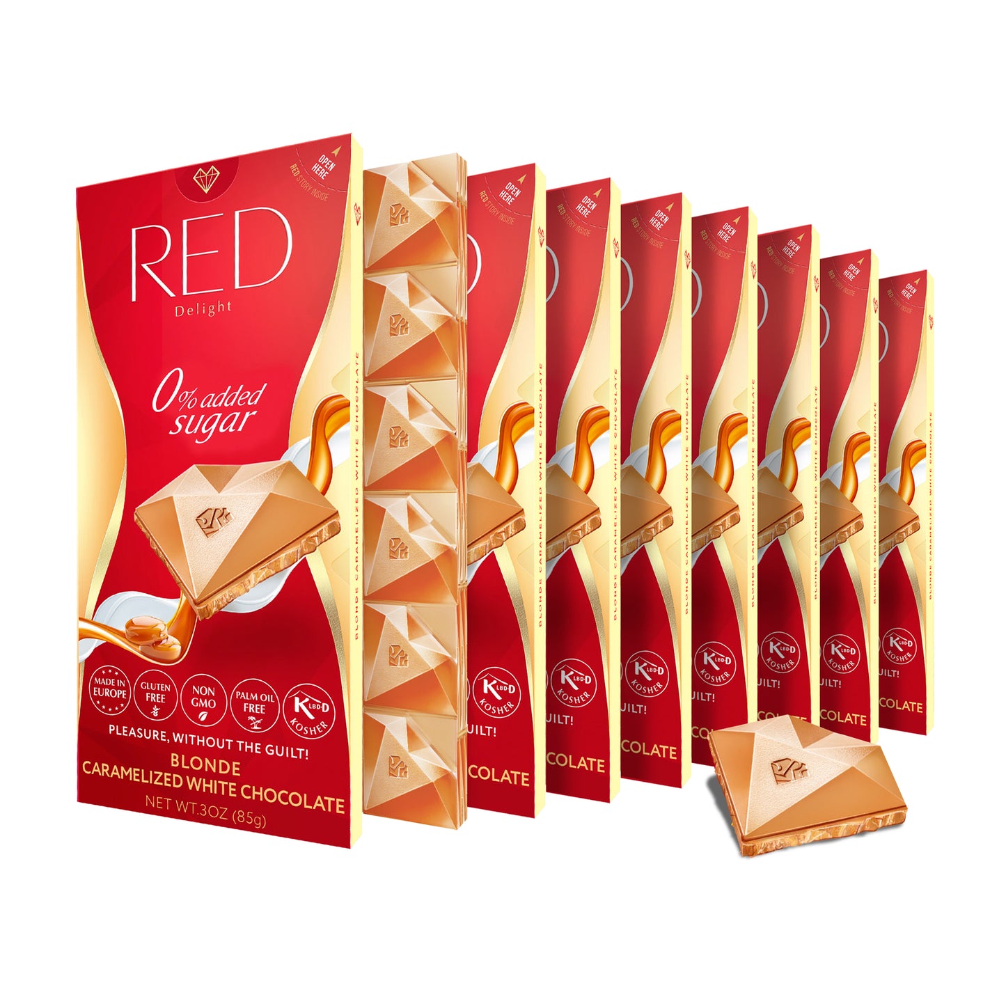 Barras de chocolate blanco caramelizado rubio RED Delight®™