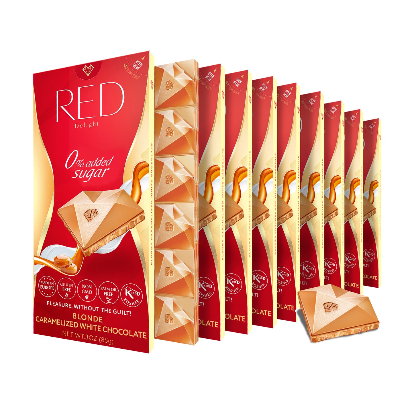 Barras de chocolate blanco caramelizado rubio RED Delight®™