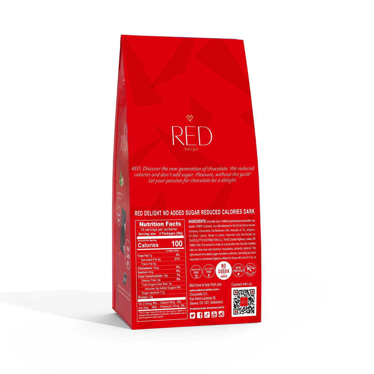 RED Delight®™ Bite Size Dark Chocolate Bars - In a Bag
