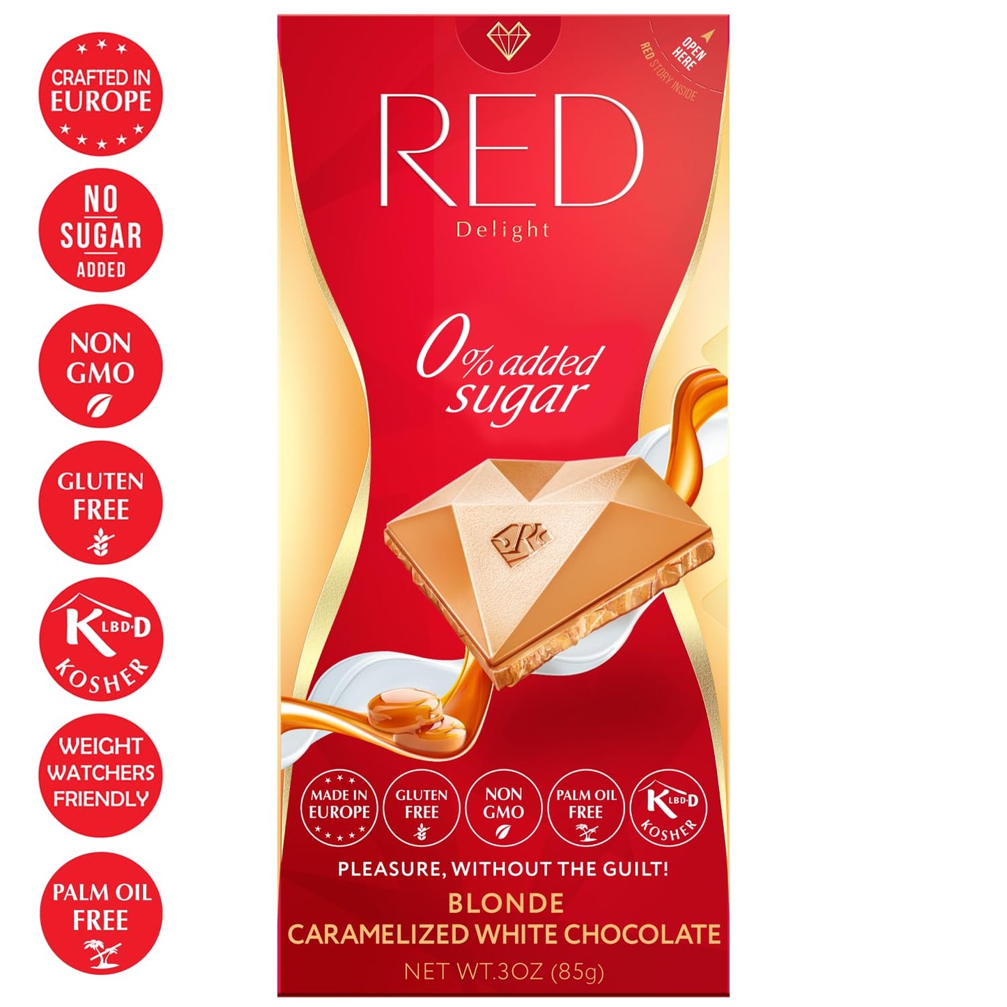 Barras de chocolate blanco caramelizado rubio RED Delight®™