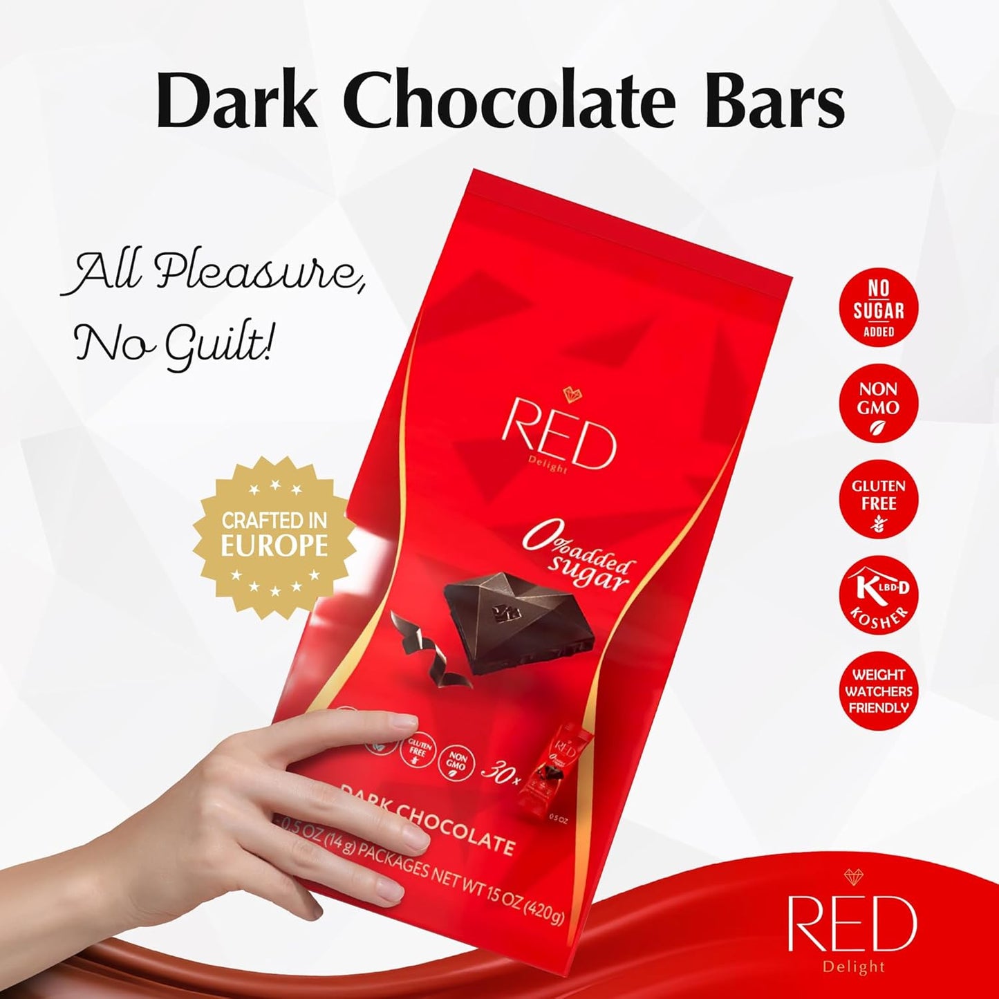 RED Delight®™ Bite Size Dark Chocolate Bars - In a Bag