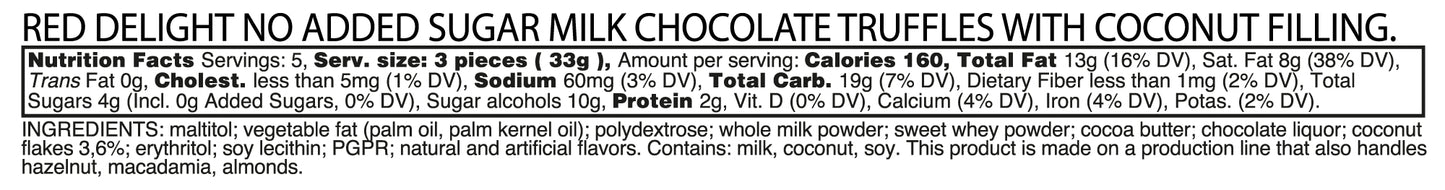 RED Delight®™ Milk Chocolate Diamond Truffles - with Coconut Filling
