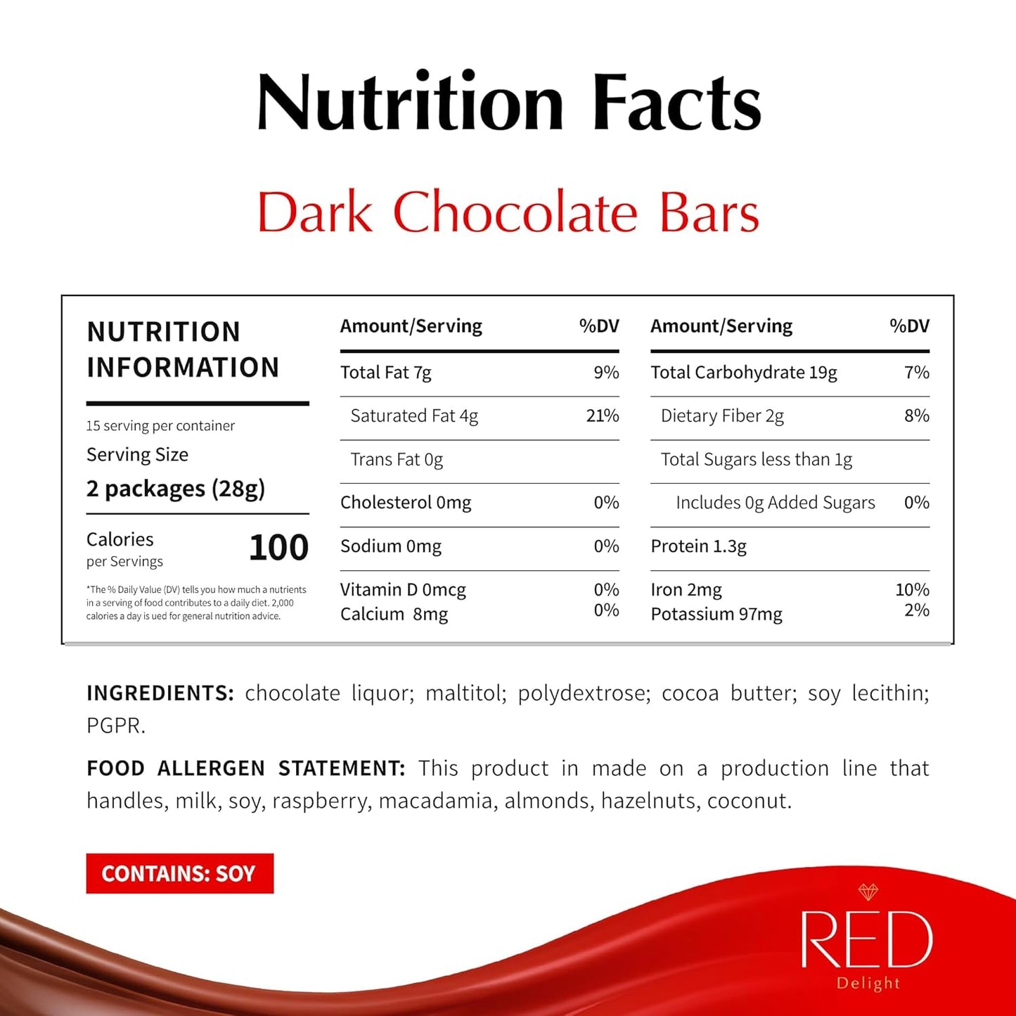 RED Delight®™ Individually Wrapped Bite Size Dark Chocolate Bars