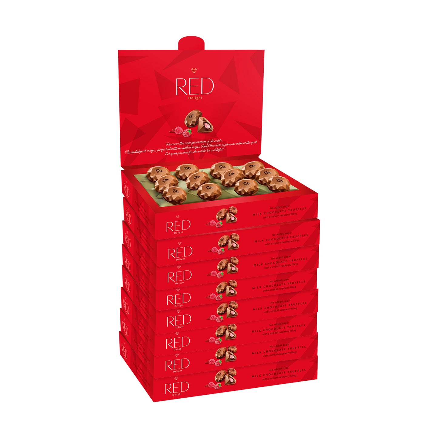 RED Delight®™ Milk Chocolate Diamond Truffles - with Raspberry Filling