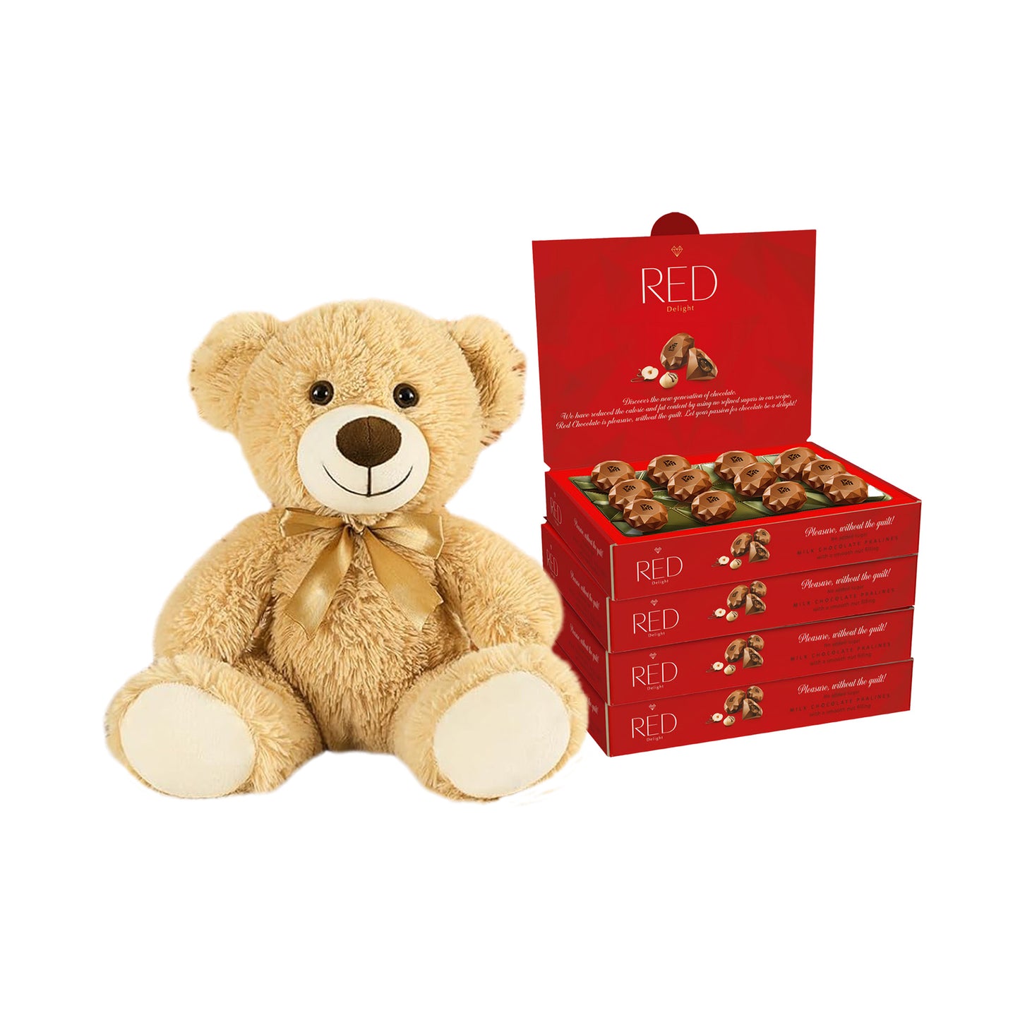 RED Delight®™ Diamond Milk Chocolate Truffles With A Plush Teddy Bear