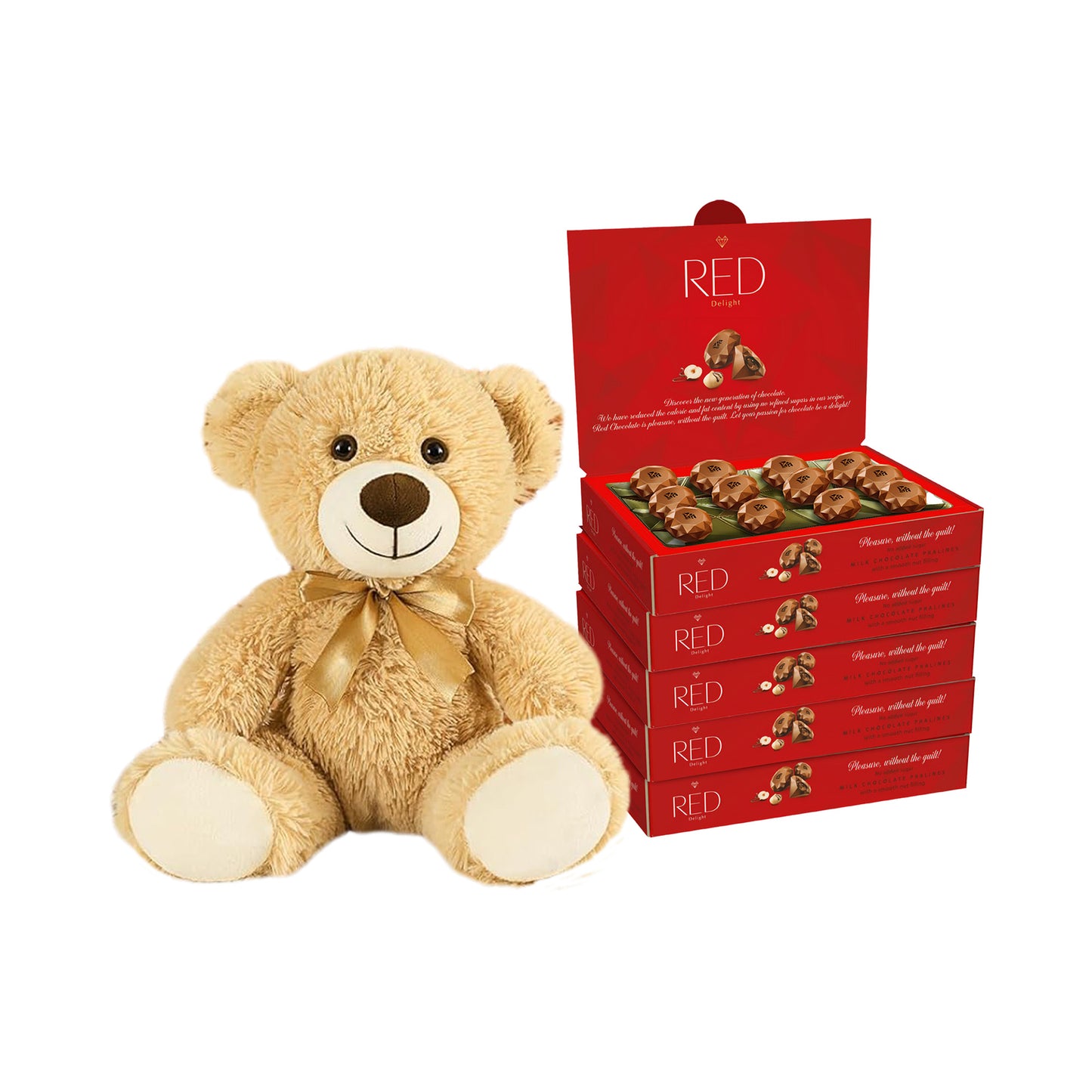 RED Delight®™ Diamond Milk Chocolate Truffles With A Plush Teddy Bear