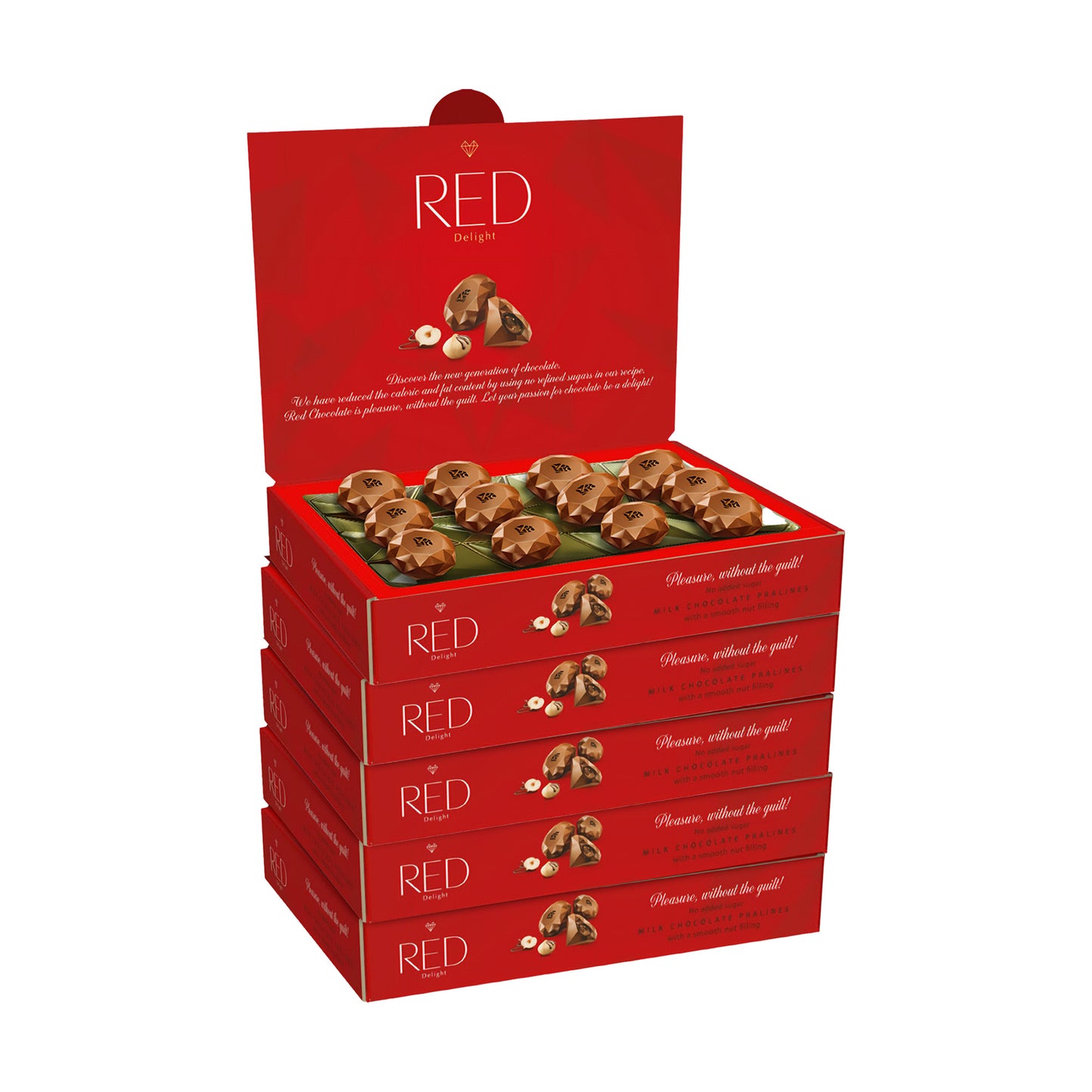 RED Delight®™ Milk Chocolate Diamond Truffles - with Hazelnut And Macadamia Filling