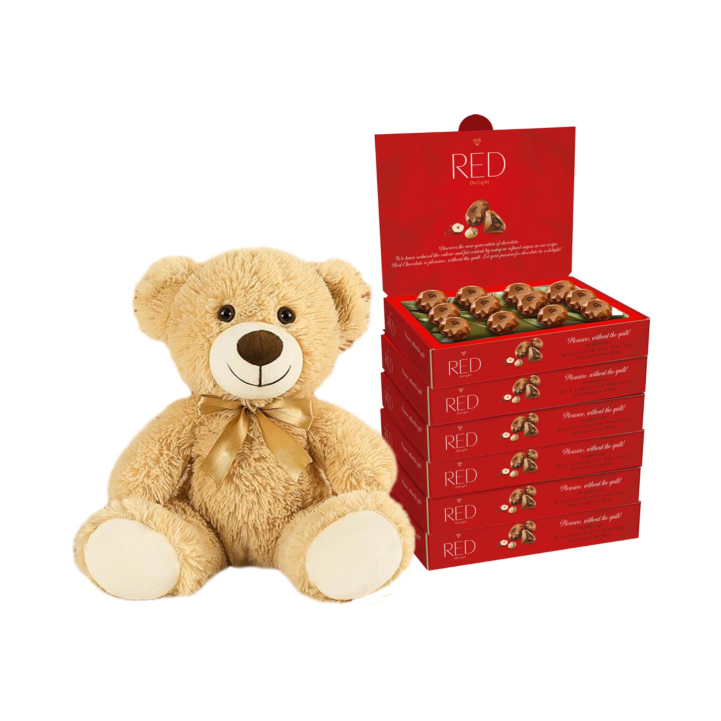 RED Delight®™ Diamond Milk Chocolate Truffles With A Plush Teddy Bear