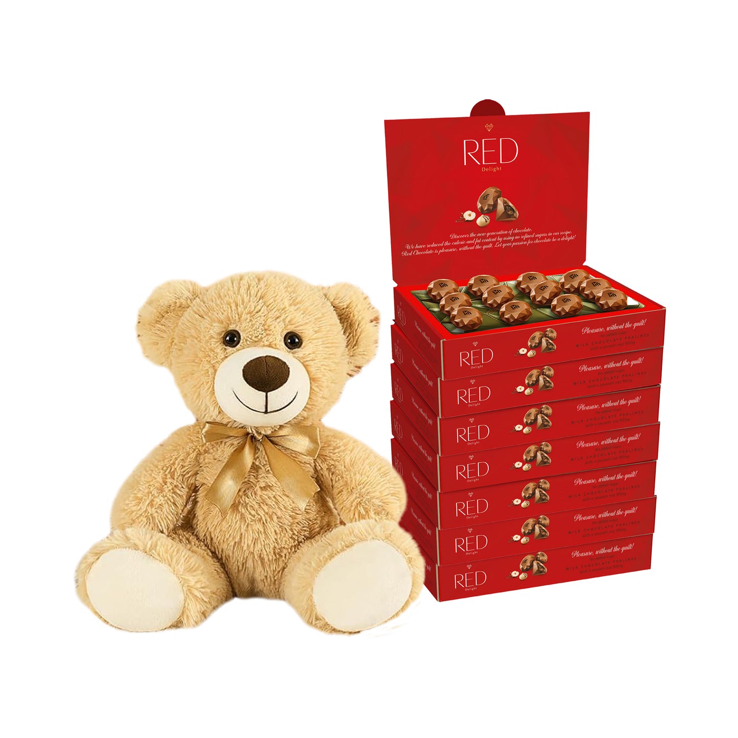 RED Delight®™ Diamond Milk Chocolate Truffles With A Plush Teddy Bear