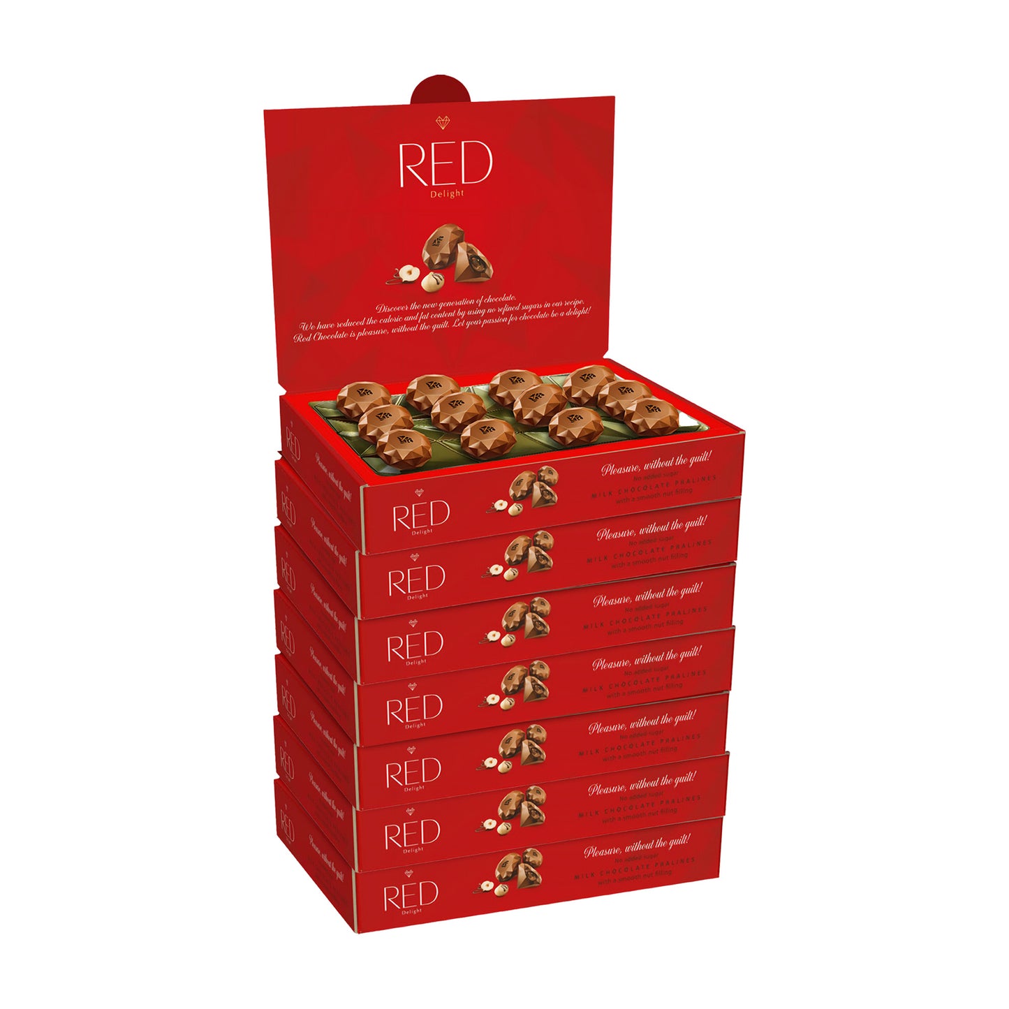 RED Delight®™ Milk Chocolate Diamond Truffles - with Hazelnut And Macadamia Filling