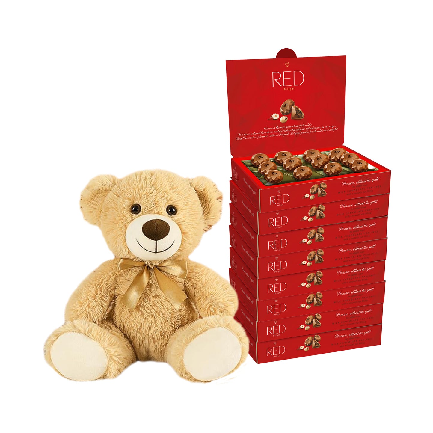 RED Delight®™ Diamond Milk Chocolate Truffles With A Plush Teddy Bear