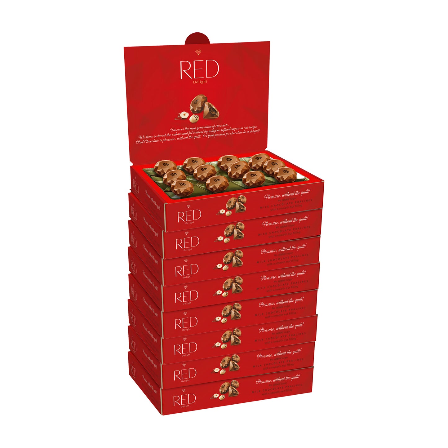 RED Delight®™ Milk Chocolate Diamond Truffles - with Hazelnut And Macadamia Filling