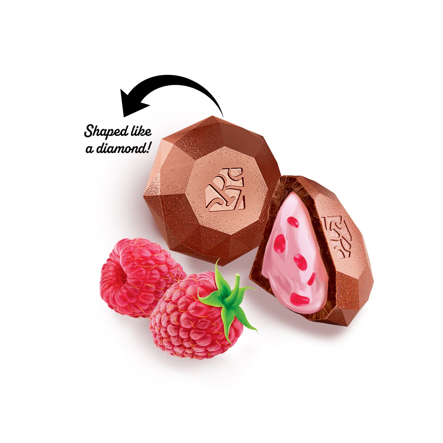 RED Delight®™ Milk Chocolate Diamond Truffles - with Raspberry Filling