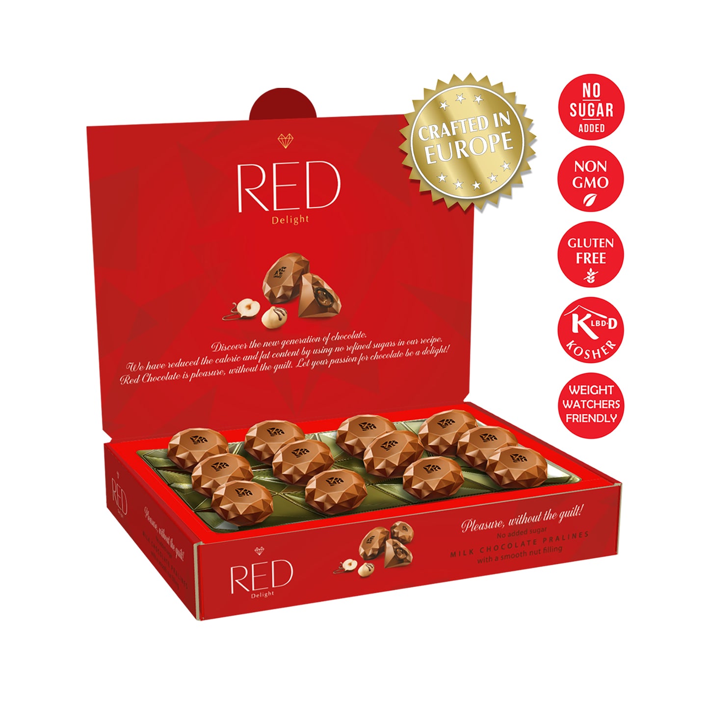 RED Delight®™ Milk Chocolate Diamond Truffles - with Hazelnut And Macadamia Filling