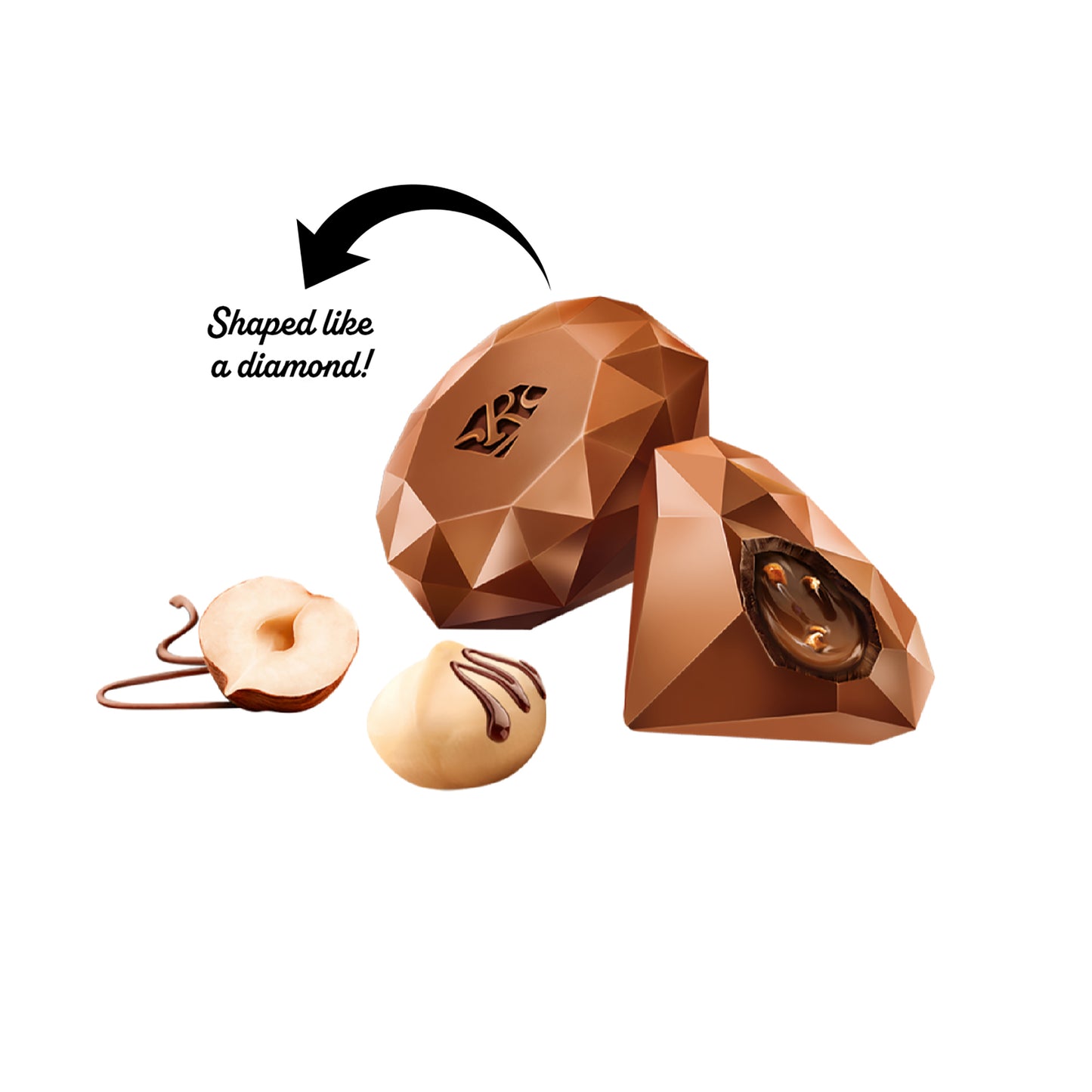 RED Delight®™ Milk Chocolate Diamond Truffles - with Hazelnut And Macadamia Filling