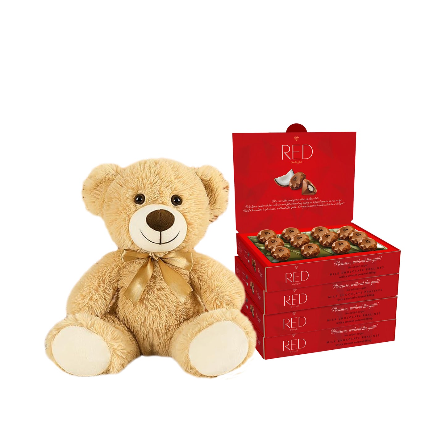 RED Delight®™ Diamond Milk Chocolate Truffles With A Plush Teddy Bear