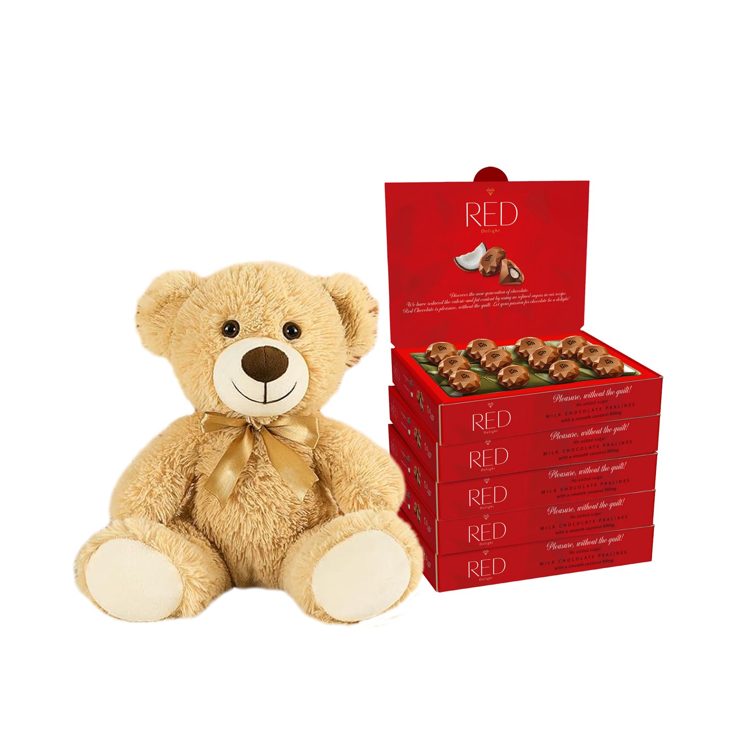 RED Delight®™ Diamond Milk Chocolate Truffles With A Plush Teddy Bear