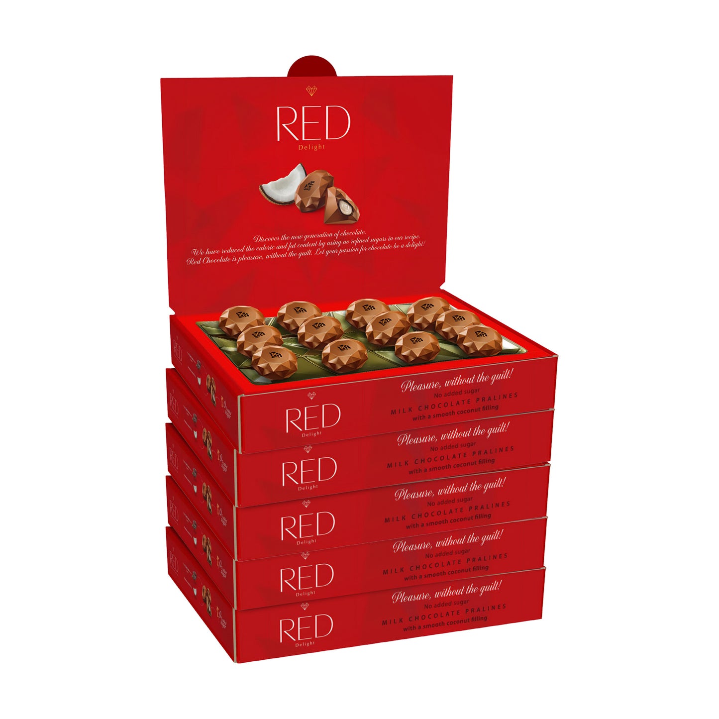 RED Delight®™ Milk Chocolate Diamond Truffles - with Coconut Filling