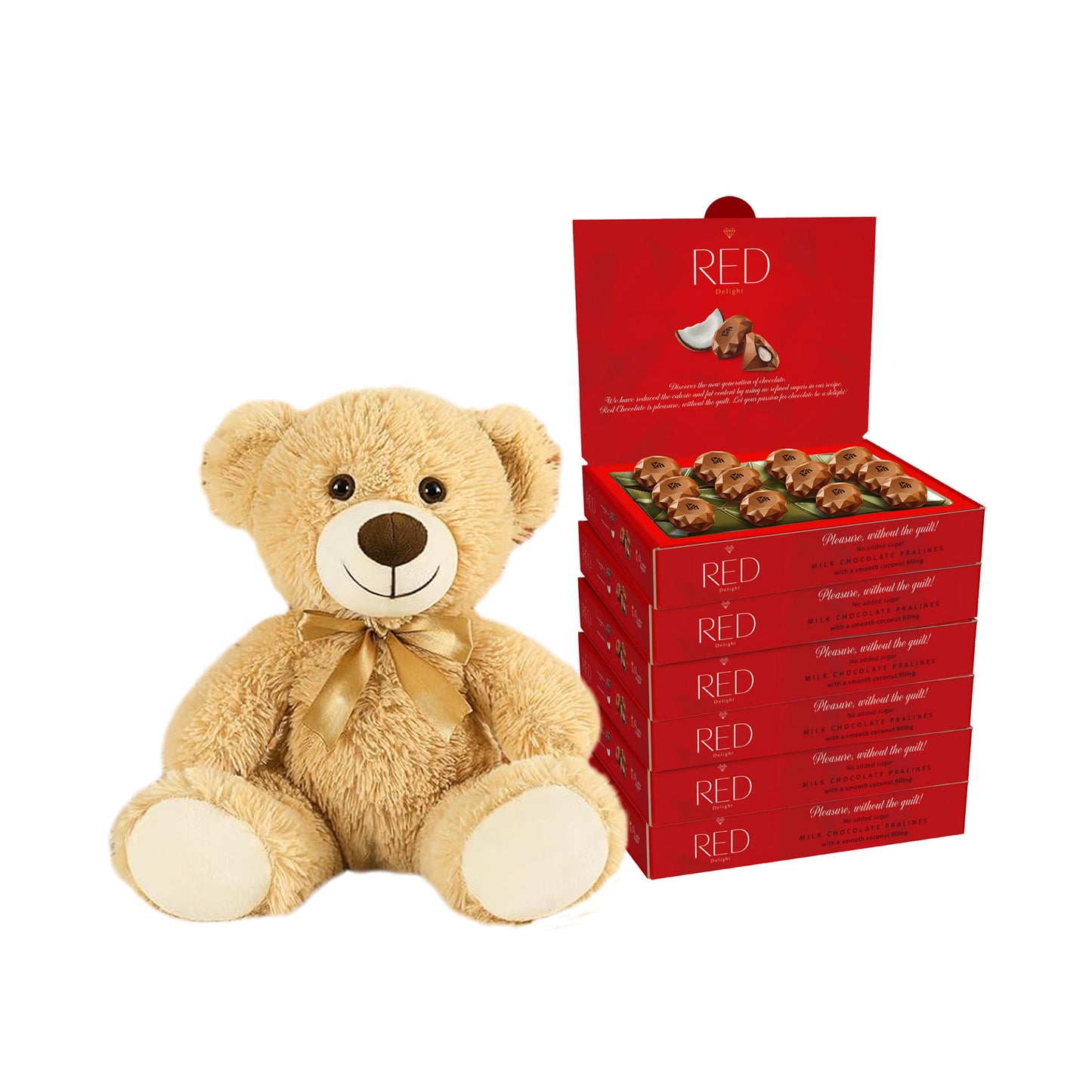 RED Delight®™ Diamond Milk Chocolate Truffles With A Plush Teddy Bear