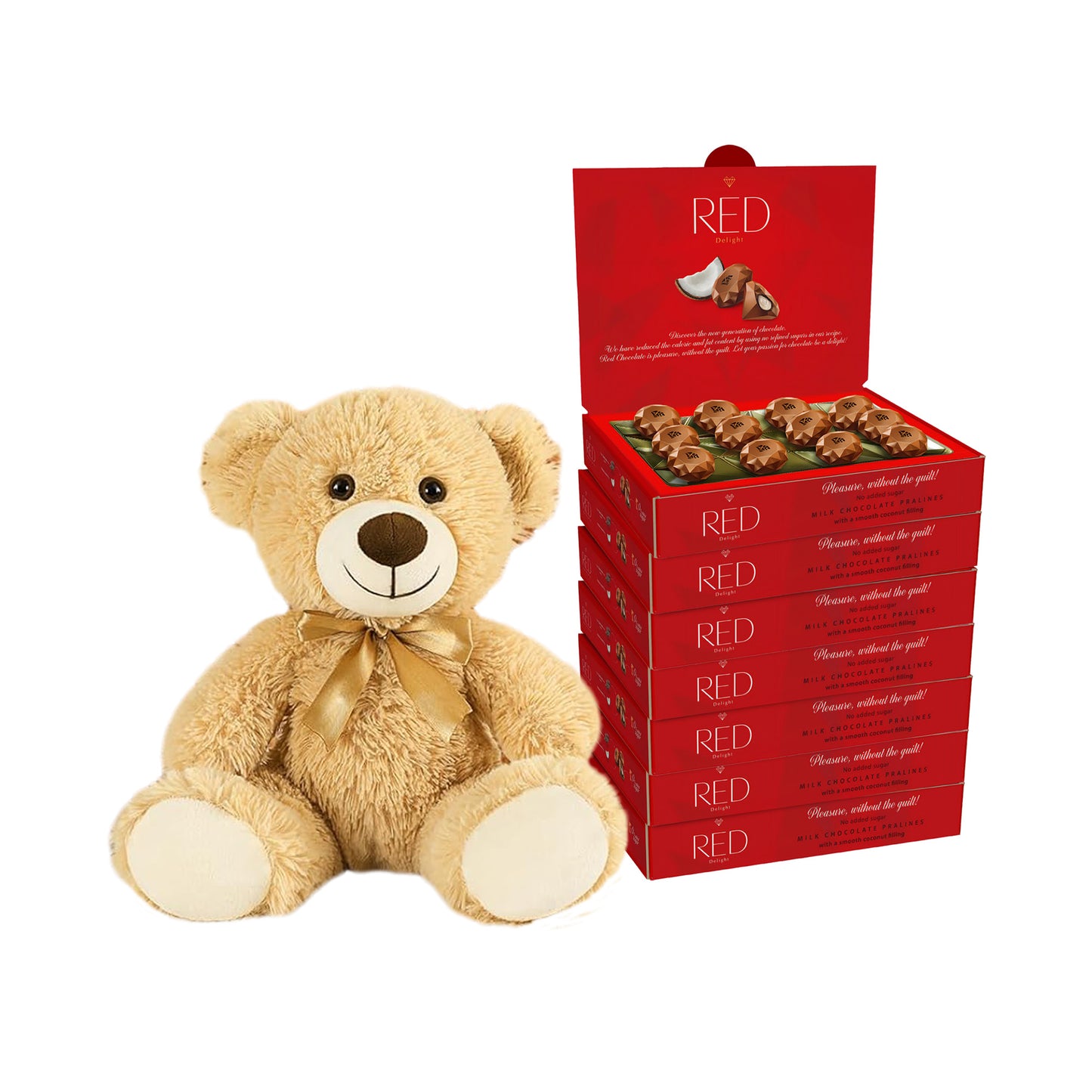 RED Delight®™ Diamond Milk Chocolate Truffles With A Plush Teddy Bear