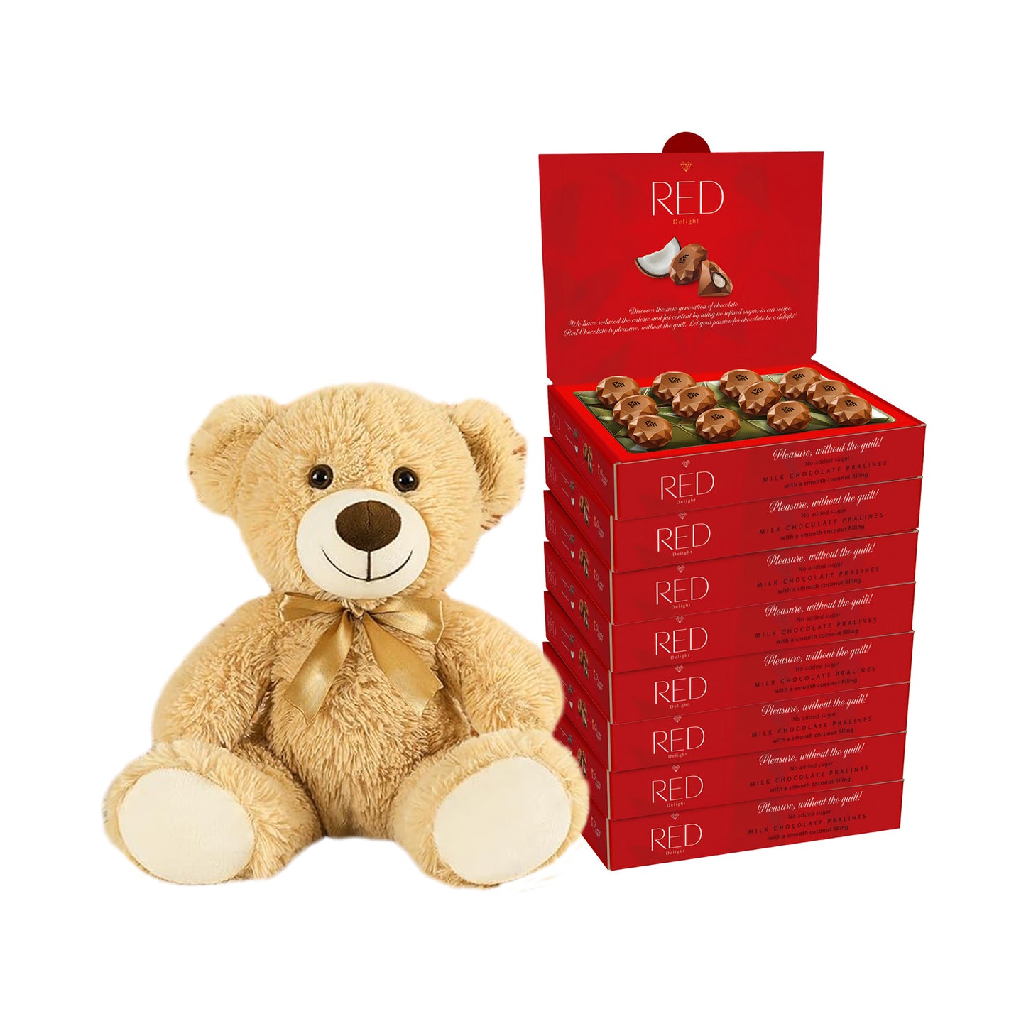 RED Delight®™ Diamond Milk Chocolate Truffles With A Plush Teddy Bear