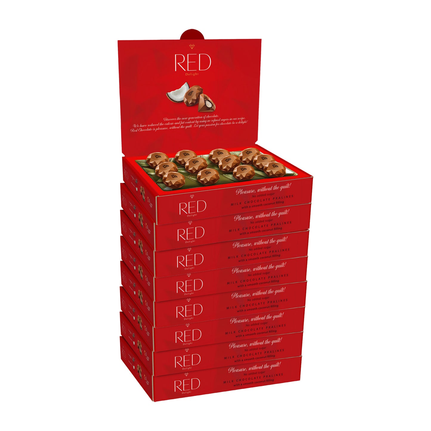 RED Delight®™ Milk Chocolate Diamond Truffles - with Coconut Filling
