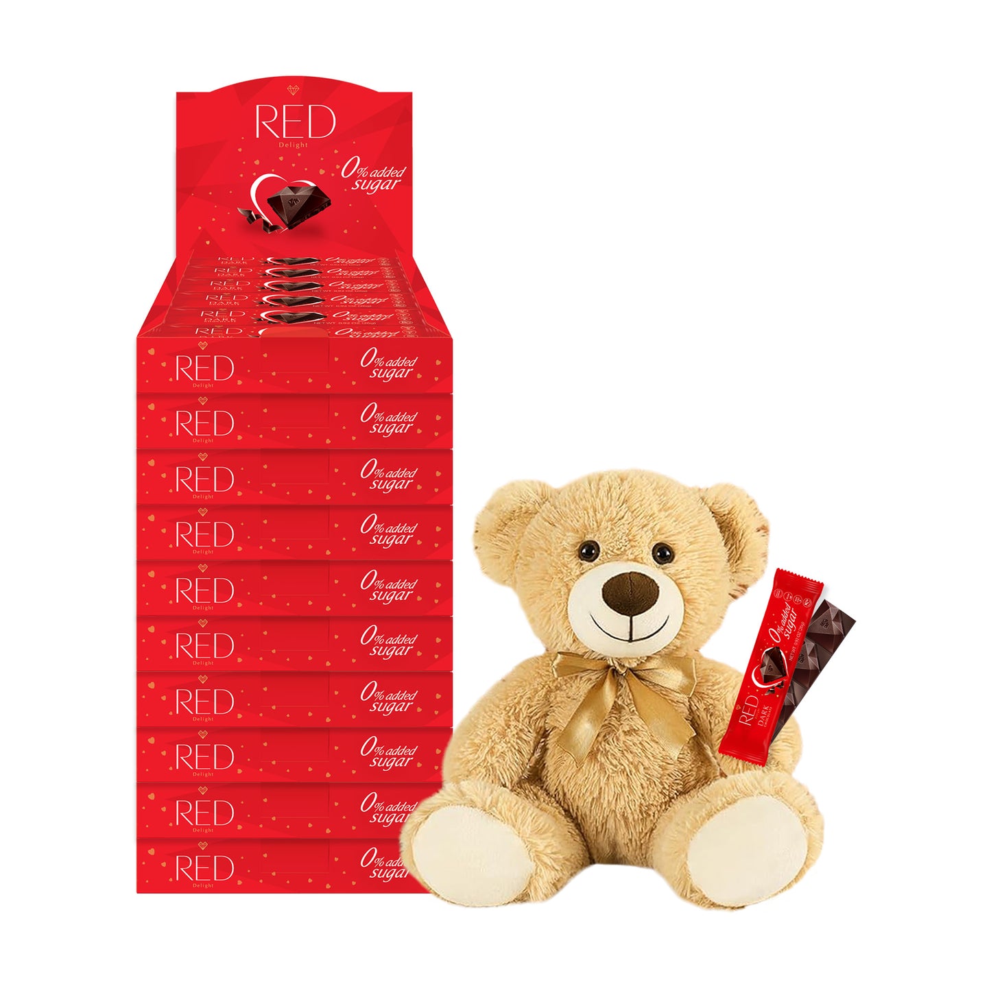 RED Delight®™ Grab N Go Chocolate Bars With A Plush Teddy Bear