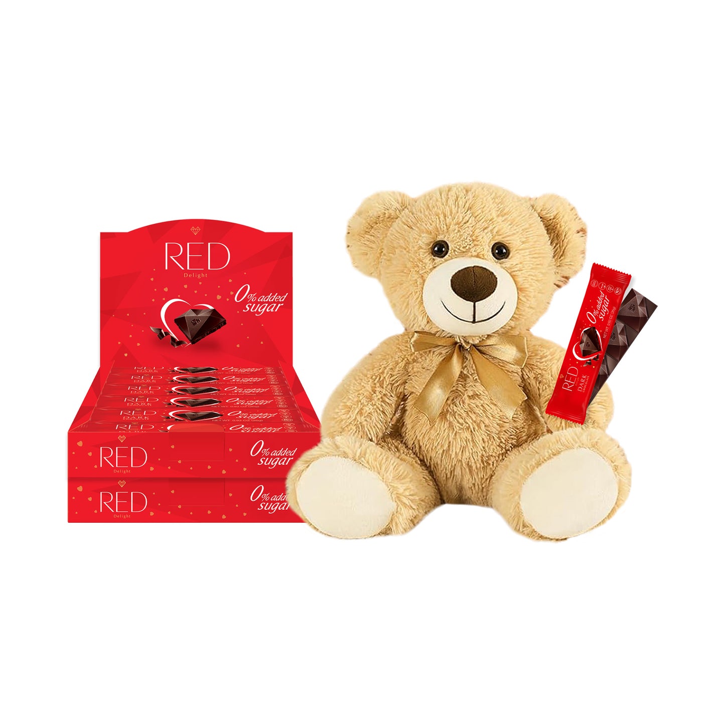 RED Delight®™ Grab N Go Chocolate Bars With A Plush Teddy Bear