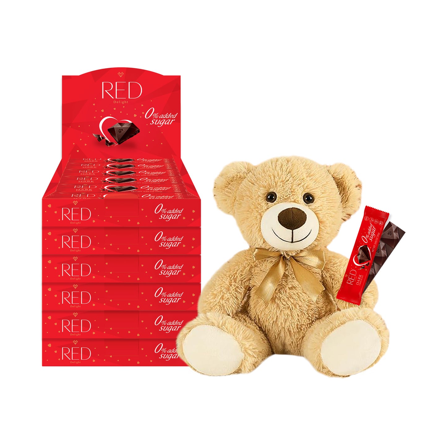 RED Delight®™ Grab N Go Chocolate Bars With A Plush Teddy Bear