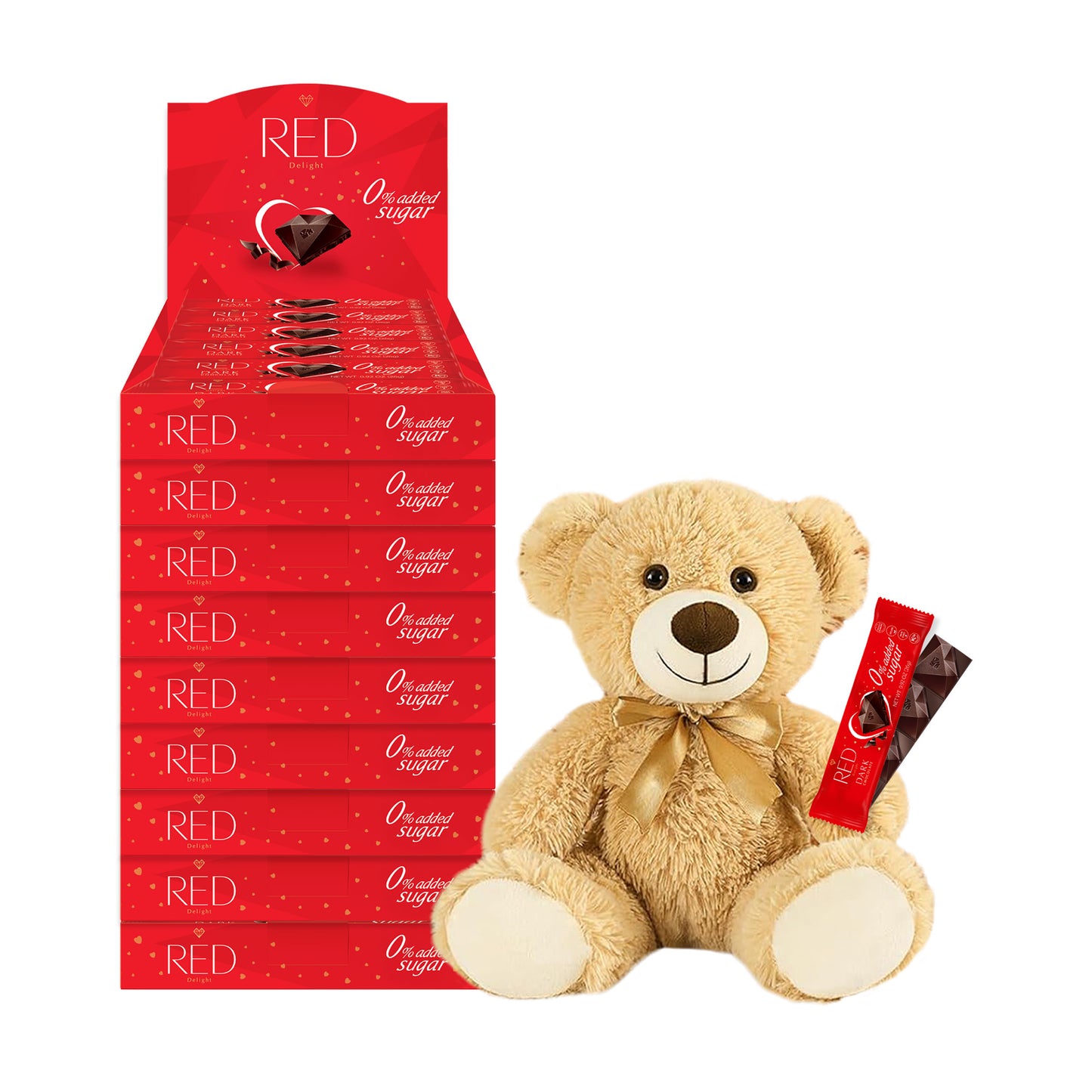 RED Delight®™ Grab N Go Chocolate Bars With A Plush Teddy Bear