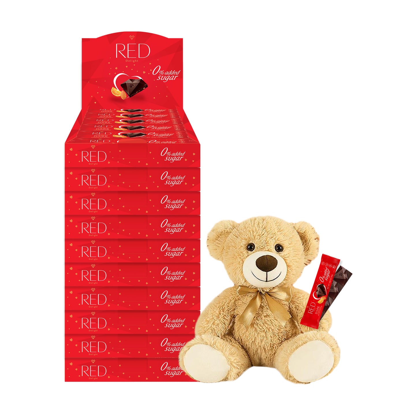 RED Delight®™ Grab N Go Chocolate Bars With A Plush Teddy Bear
