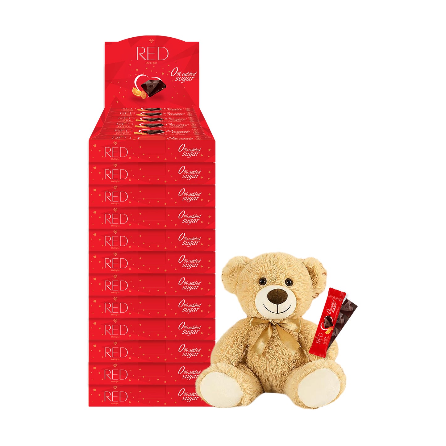 RED Delight®™ Grab N Go Chocolate Bars With A Plush Teddy Bear