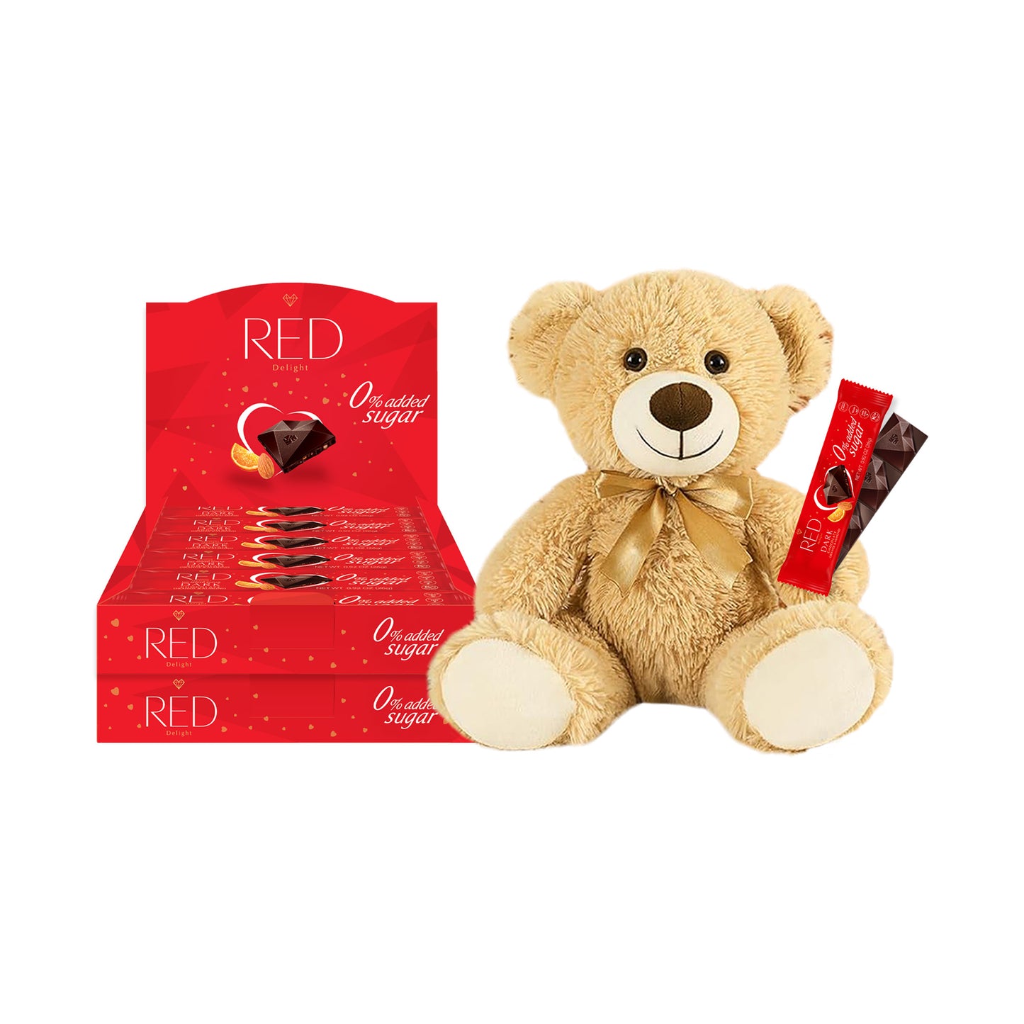 RED Delight®™ Grab N Go Chocolate Bars With A Plush Teddy Bear