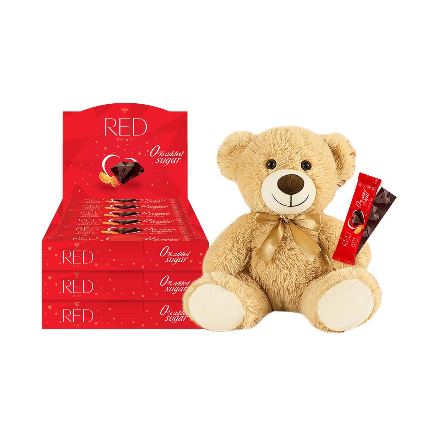 RED Delight®™ Grab N Go Chocolate Bars With A Plush Teddy Bear