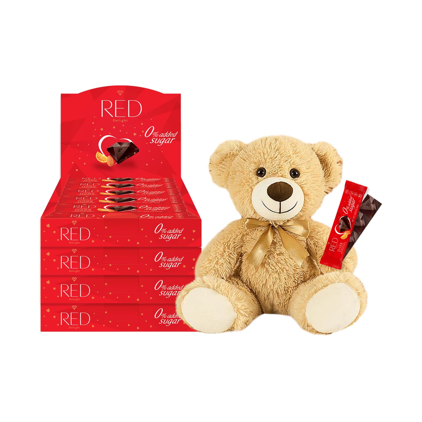 RED Delight®™ Grab N Go Chocolate Bars With A Plush Teddy Bear