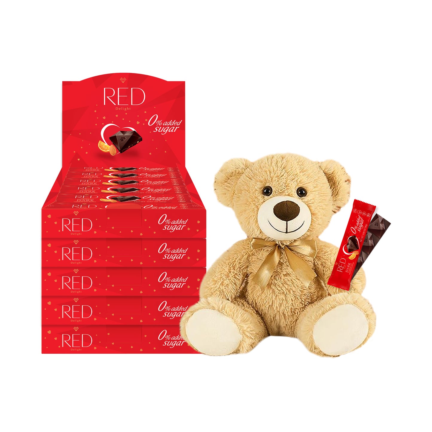 RED Delight®™ Grab N Go Chocolate Bars With A Plush Teddy Bear