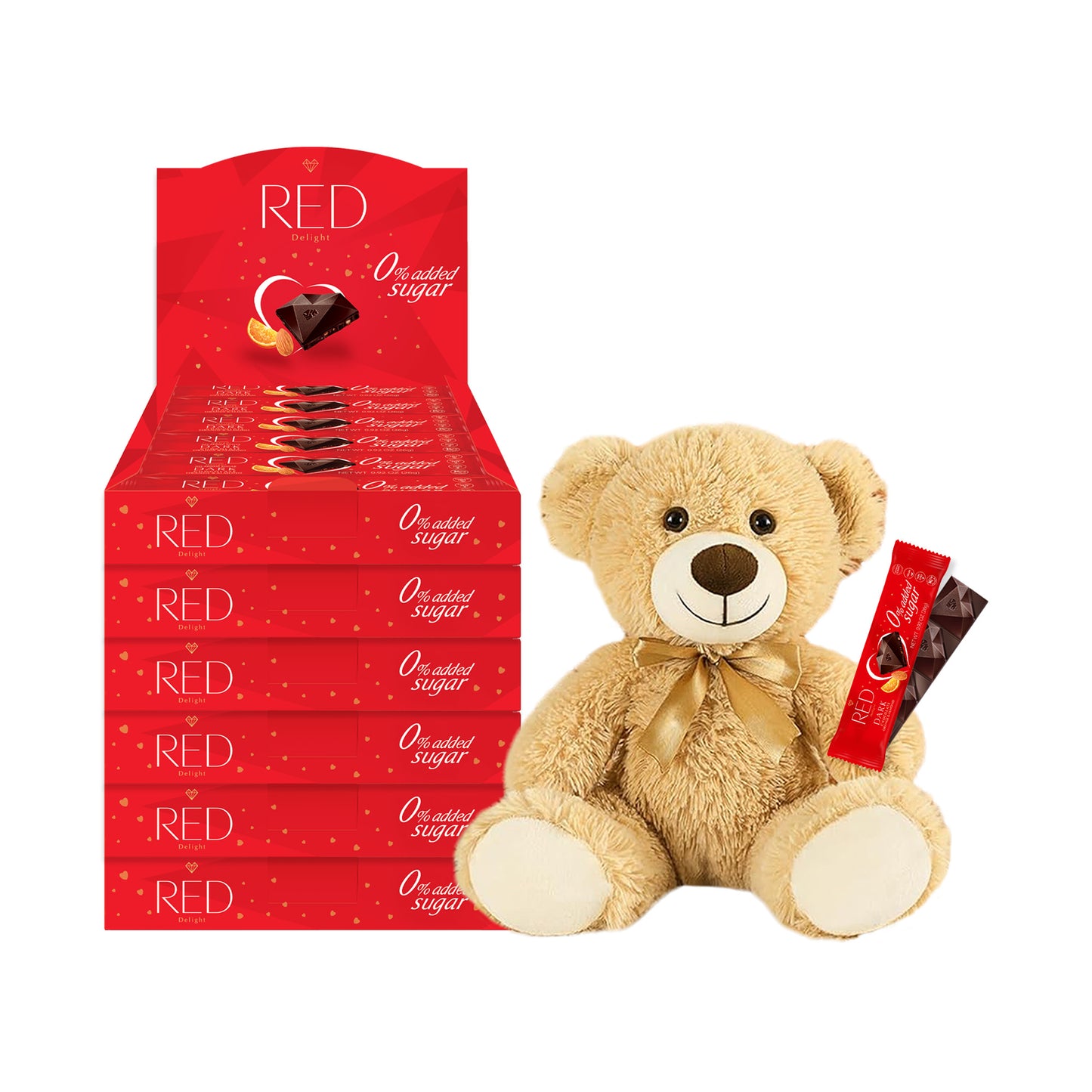 RED Delight®™ Grab N Go Chocolate Bars With A Plush Teddy Bear