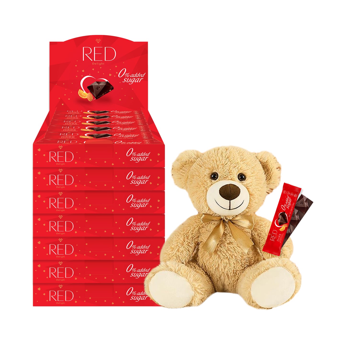 RED Delight®™ Grab N Go Chocolate Bars With A Plush Teddy Bear