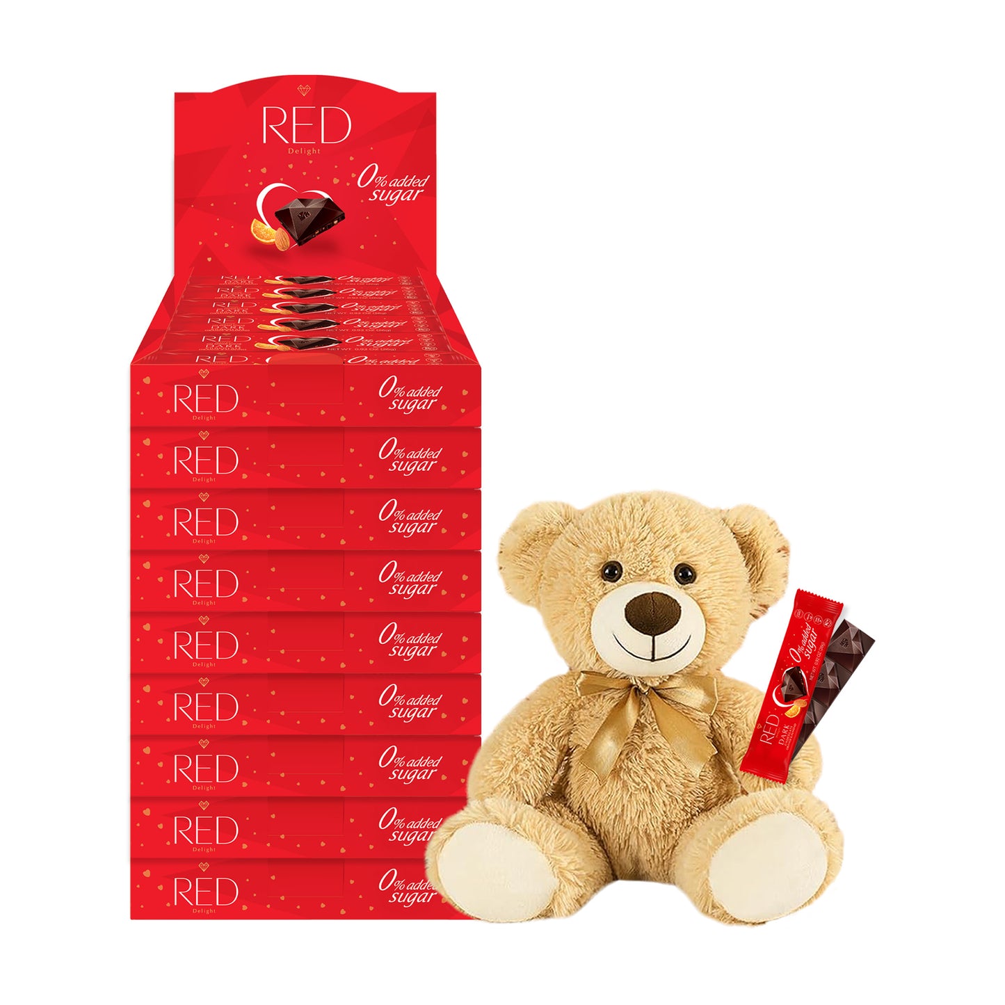 RED Delight®™ Grab N Go Chocolate Bars With A Plush Teddy Bear