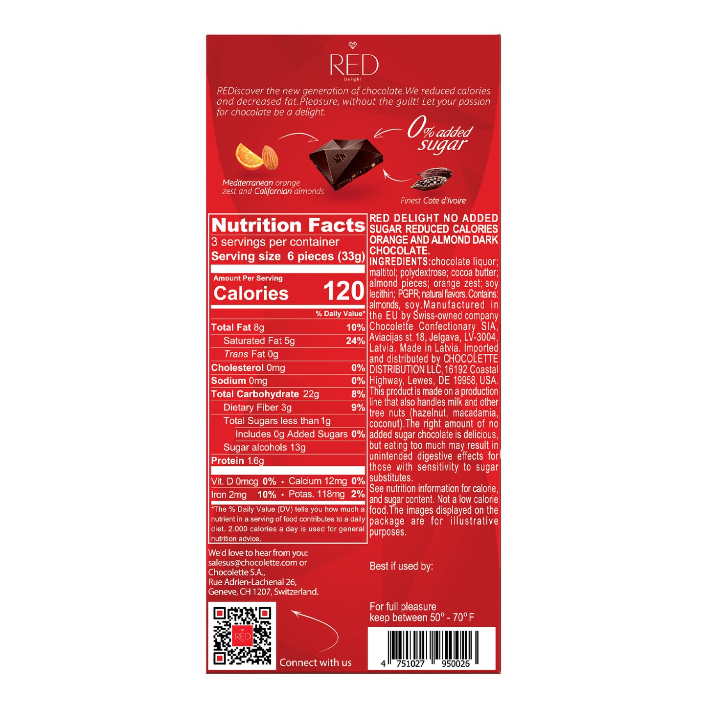 RED Delight®™ Orange & Almond Dark Chocolate Bars