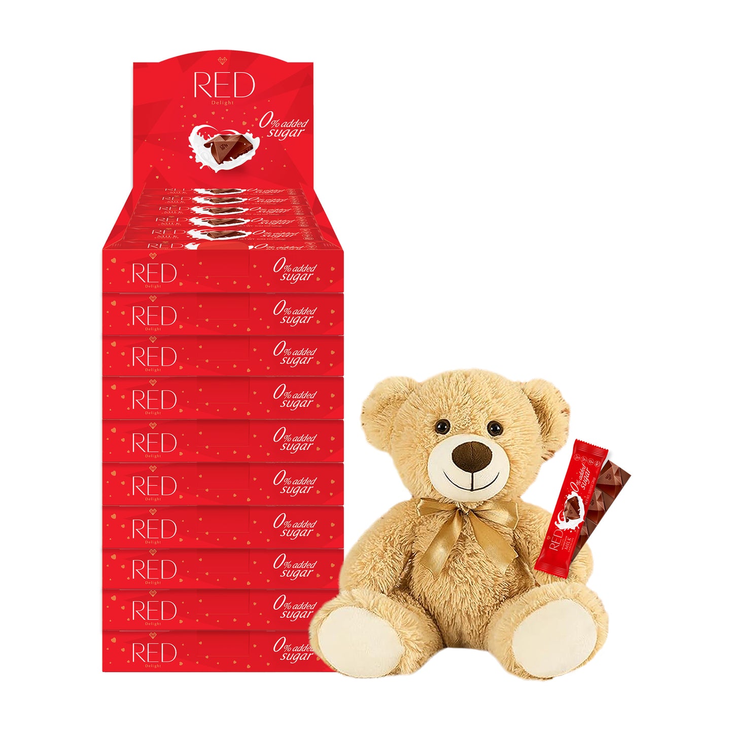 RED Delight®™ Grab N Go Chocolate Bars With A Plush Teddy Bear