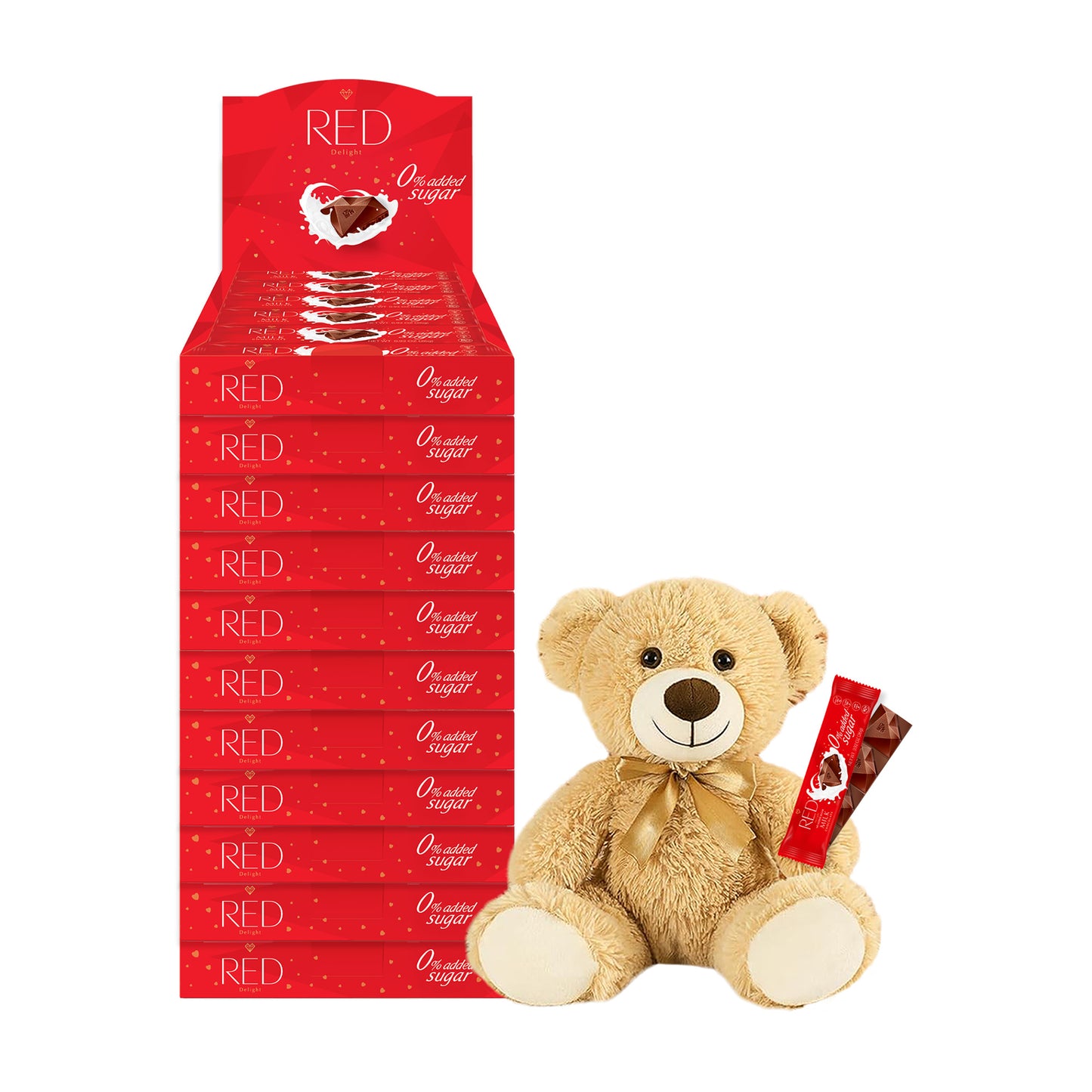 RED Delight®™ Grab N Go Chocolate Bars With A Plush Teddy Bear