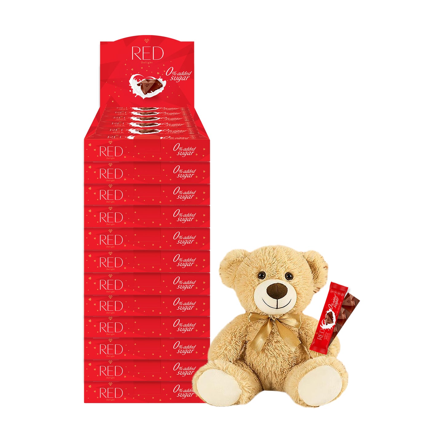 RED Delight®™ Grab N Go Chocolate Bars With A Plush Teddy Bear