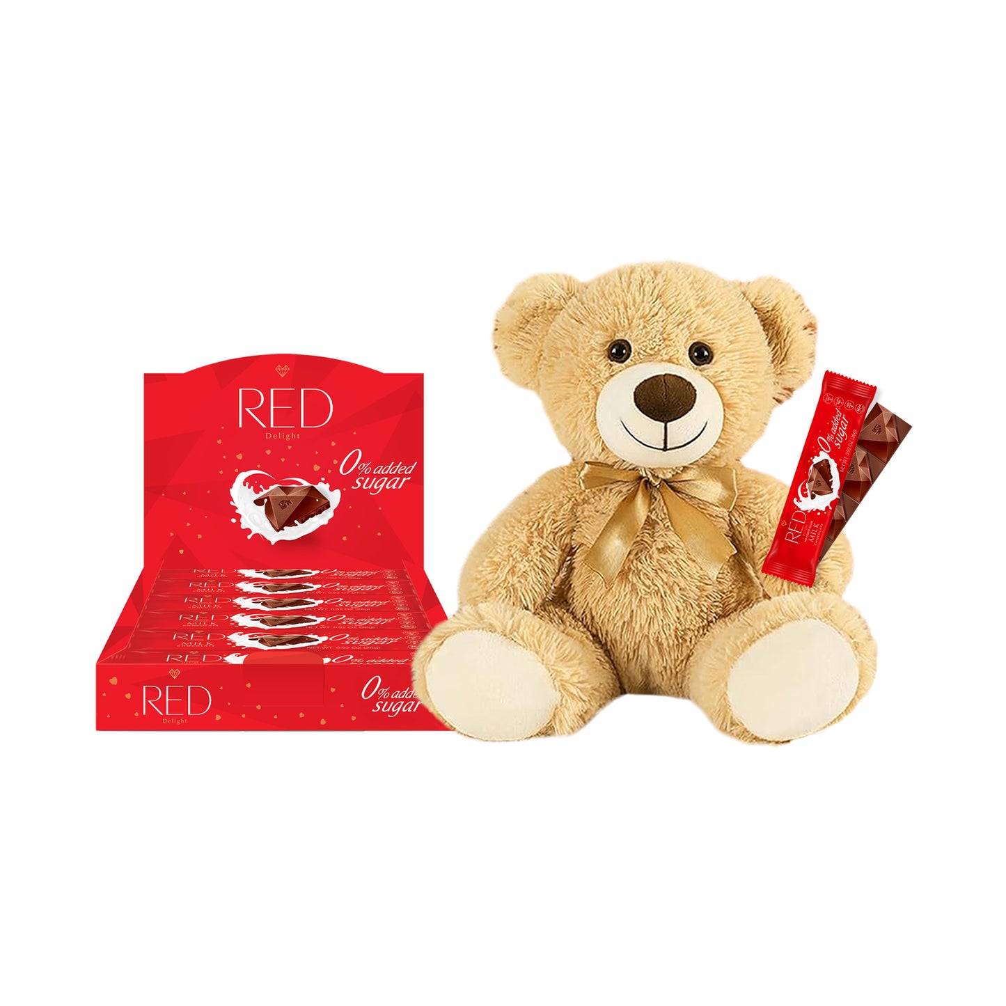 RED Delight®™ Grab N Go Chocolate Bars With A Plush Teddy Bear